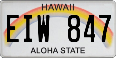 HI license plate EIW847