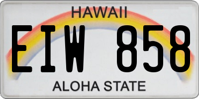 HI license plate EIW858