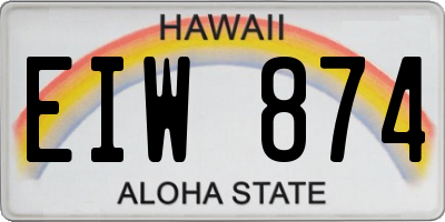 HI license plate EIW874