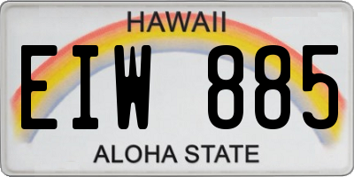 HI license plate EIW885
