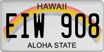 HI license plate EIW908