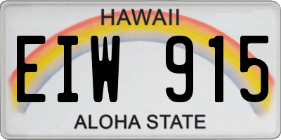 HI license plate EIW915