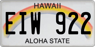 HI license plate EIW922