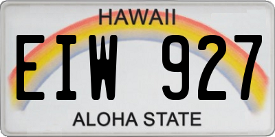 HI license plate EIW927