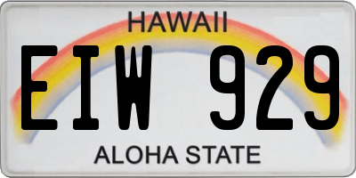 HI license plate EIW929