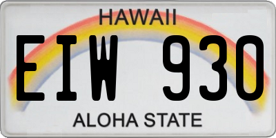 HI license plate EIW930