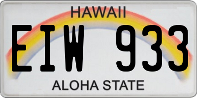 HI license plate EIW933