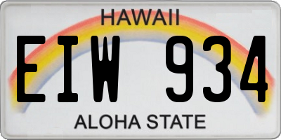 HI license plate EIW934
