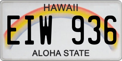 HI license plate EIW936