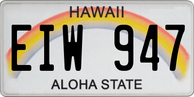 HI license plate EIW947