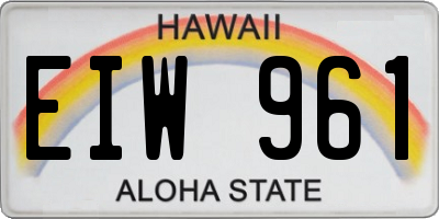 HI license plate EIW961