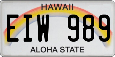 HI license plate EIW989