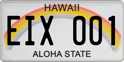 HI license plate EIX001