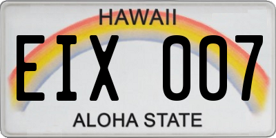 HI license plate EIX007