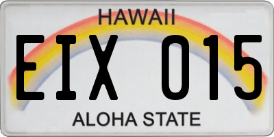 HI license plate EIX015