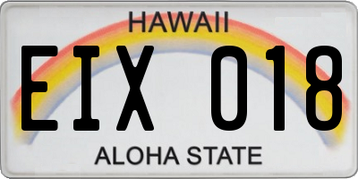 HI license plate EIX018