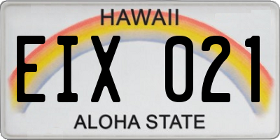 HI license plate EIX021