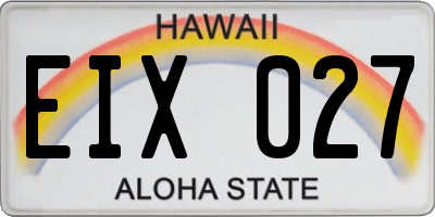 HI license plate EIX027
