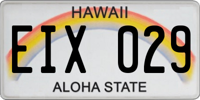 HI license plate EIX029