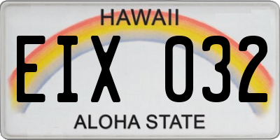 HI license plate EIX032