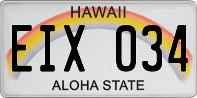 HI license plate EIX034