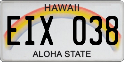 HI license plate EIX038