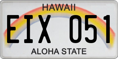 HI license plate EIX051