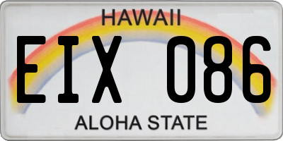 HI license plate EIX086