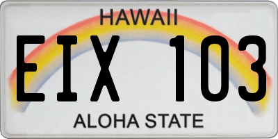 HI license plate EIX103