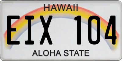 HI license plate EIX104