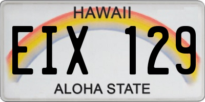 HI license plate EIX129