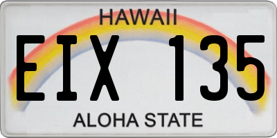 HI license plate EIX135