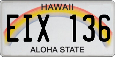 HI license plate EIX136