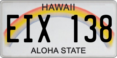 HI license plate EIX138