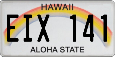 HI license plate EIX141