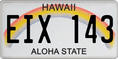 HI license plate EIX143