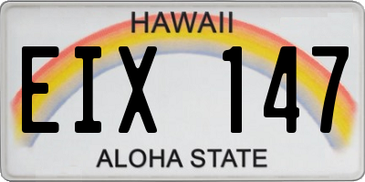 HI license plate EIX147
