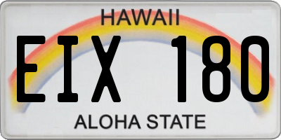 HI license plate EIX180