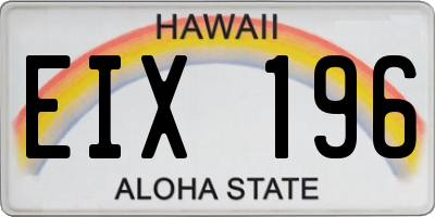 HI license plate EIX196