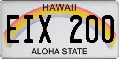 HI license plate EIX200