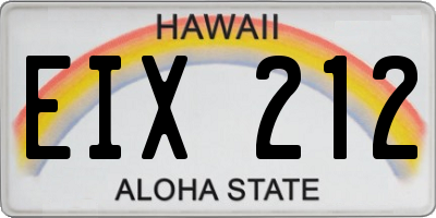 HI license plate EIX212