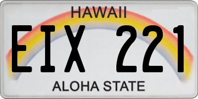 HI license plate EIX221