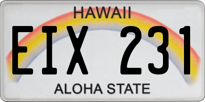 HI license plate EIX231