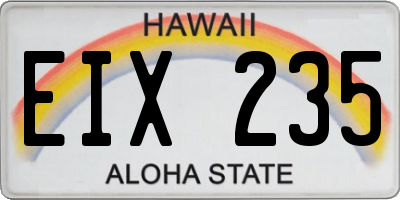 HI license plate EIX235