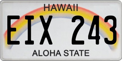 HI license plate EIX243