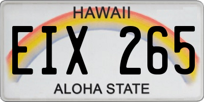 HI license plate EIX265