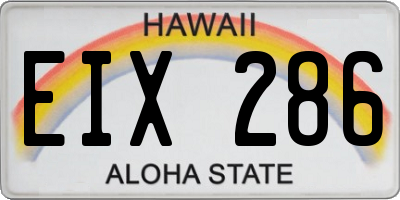 HI license plate EIX286