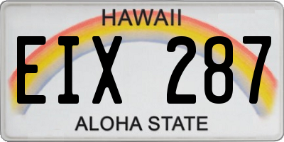 HI license plate EIX287