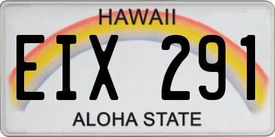 HI license plate EIX291
