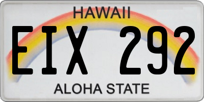 HI license plate EIX292